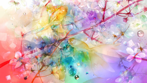 Wallpaper Desktop, Pink, Colorful, Spring, Sakura, Flower, Abstract, Painting