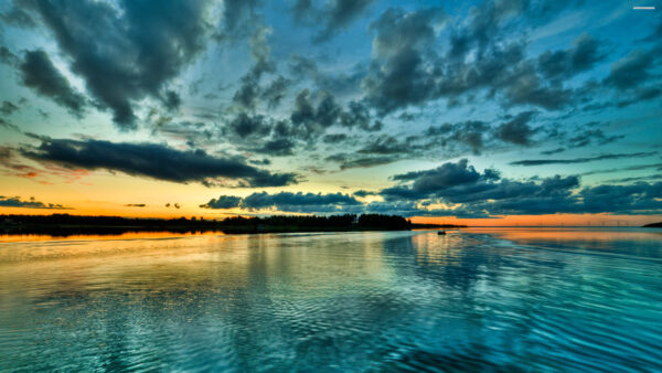 Wallpaper Above, Cloudy, Sky, During, Water, Nature, Blue, Sunset, Calm, Mobile, Body, Desktop