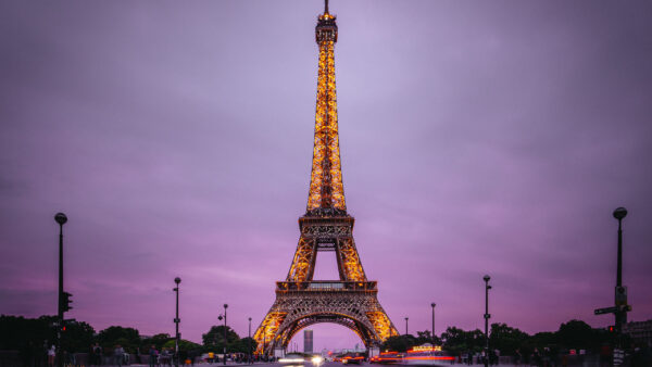 Wallpaper Tower, Eiffel, Desktop, Sky, Yellow, With, Travel, Background, Lights, Purple