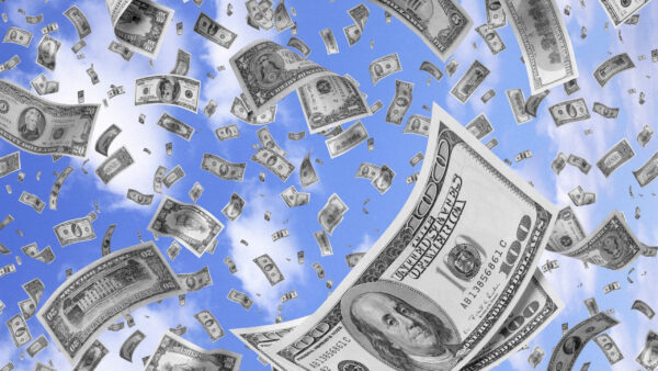 Wallpaper Money, And, Dollars, Blue, Sky, Clouds, Background, With, Flying, Desktop
