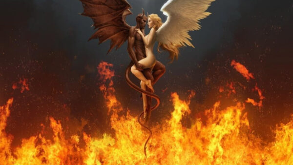 Wallpaper Angel, Demon, Fire, Wings