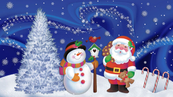 Wallpaper Claus, Christmas, Snowman, Cute, With, Santa, Snow