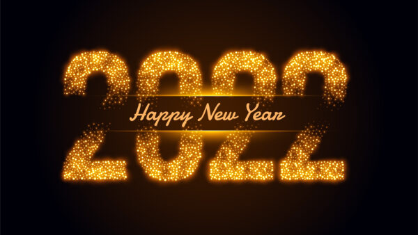 Wallpaper Golden, Word, Happy, 2022, Glitter, New, Year