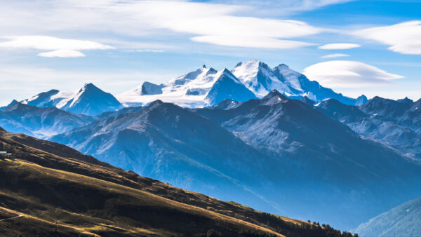 Wallpaper White, Snow, Blue, Mountain, Under, Capped, Sky, Nature, Landscape, Slope, Desktop, View, Mobile, Clouds