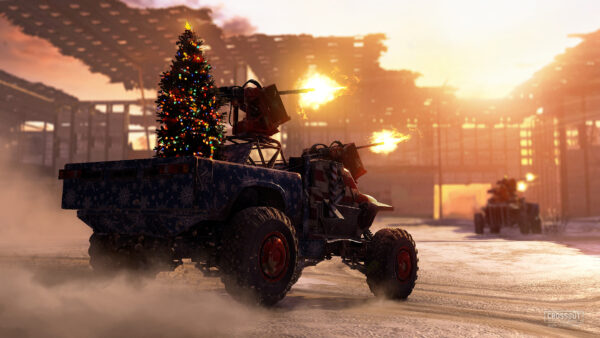 Wallpaper Christmas, Vehicle, With, Decorated, Tree, Crossout