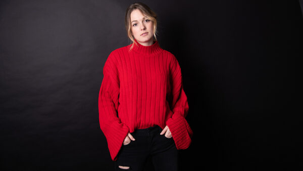 Wallpaper And, Girls, Michaud, Model, Wearing, Red, Sweater, Jeans, Background, Girl, Black, Claudie, Standing, Top