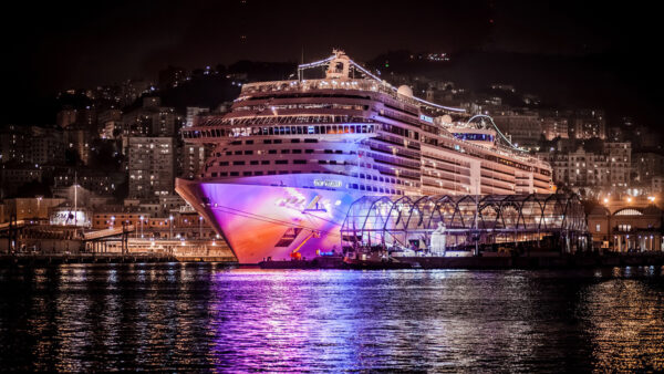 Wallpaper During, With, Nighttime, Large, Port, Glittering, Desktop, Lights, Ship, Cruise