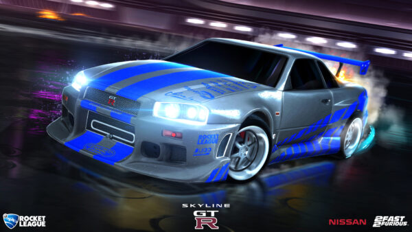 Wallpaper Blue, R34, Nissan, Rocket, League, Skyline, GT-R, Car