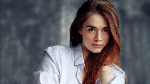 Wallpaper Background, Girl, Redhead, Model, White, Girls, Blur, Standing, Beautiful, Shirt, Wearing