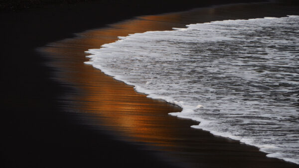 Wallpaper Coast, Sand, During, Nature, Sunset, Sea, Waves, Beach, Ocean, Foam