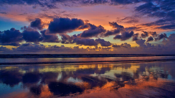 Wallpaper Seascape, Cloudy, Evening