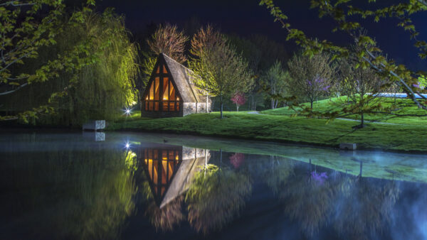 Wallpaper Grass, House, Mobile, Surrounded, And, Desktop, Reflection, Green, Nature, Water, Trees, Beautiful