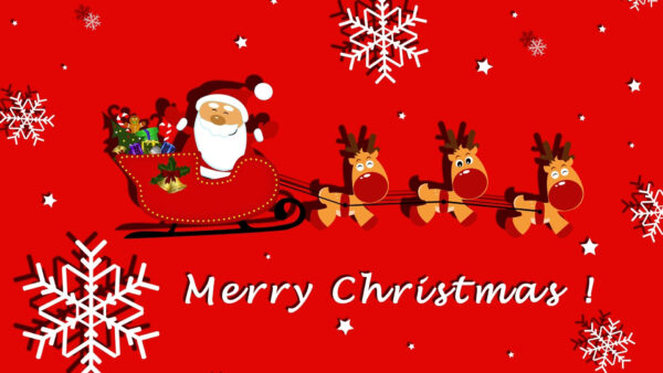 Wallpaper Red, Christmas, Desktop, Santa, Snowflake, Claus, Sleigh, Merry, Reindeer