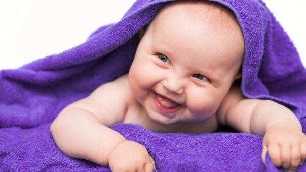 Wallpaper Child, Under, Purple, Towel, Boy, Smiley, Cute