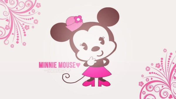Wallpaper Minnie, Cute, Desktop, Head, Flower, Mouse, With