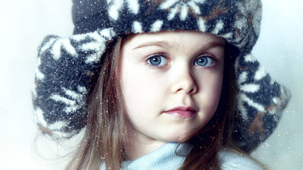 Wallpaper Little, Girl, Cap, Cute, Knitted, Eyes, Woolen, Ash, Wearing, Top, And