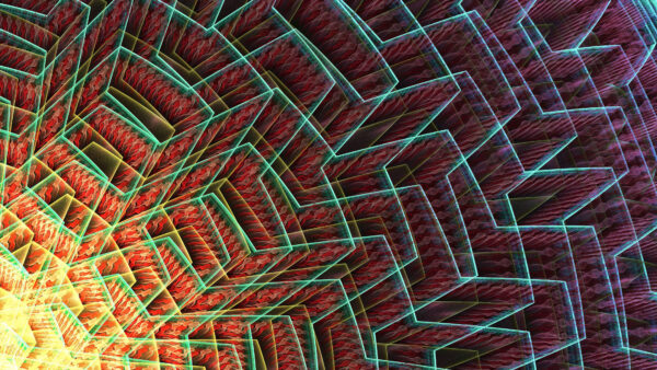 Wallpaper Red, Fractal, Desktop, Lines, Yellow, Mobile, Abstraction, Abstract, Green, Neon