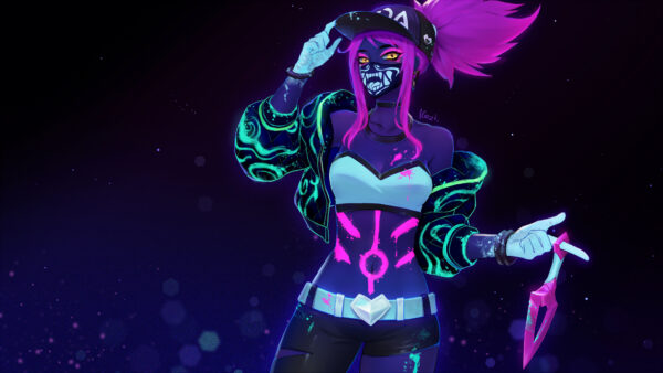 Wallpaper League, Neon, Legends, Akali