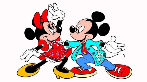 Wallpaper Mouse, Background, Cartoon, Mickey, White, Minnie, Dancing