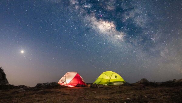 Wallpaper Red, During, Nighttime, Desktop, Nature, Mobile, Sky, Under, Starry, Blue, Tents, Green