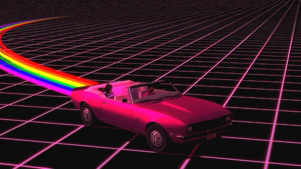 Wallpaper Vaporwave, Desktop, Car, Pink, Rainbow, With
