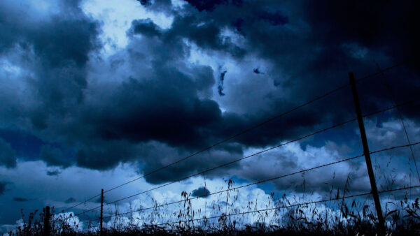 Wallpaper Under, Cloudy, Fence, Link, Blue, Chain, Dark, Sky