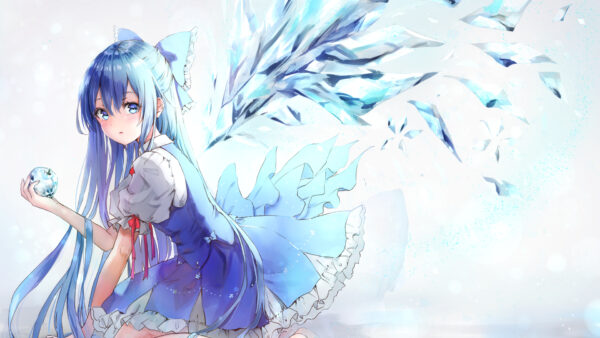 Wallpaper White, Hair, Anime, Blue, Wearing, Eyes, Girl, Dress