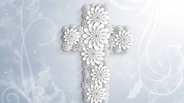 Wallpaper White, Flowers, Cross, Christian