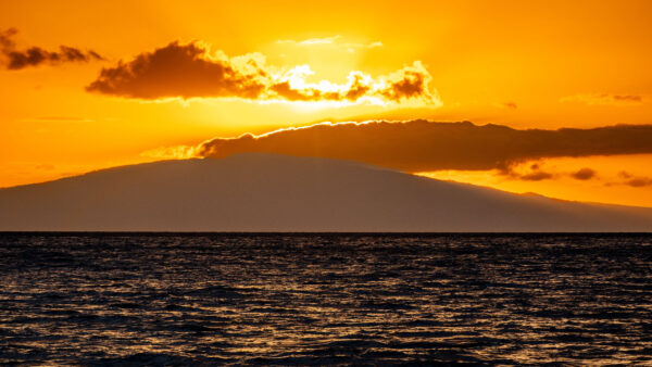 Wallpaper During, Hill, Ocean, Sunset, Silhouette, Clouds, Background, View, Nature, Landscape