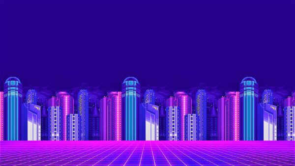 Wallpaper Purple, Dark, Background, Buildings, Desktop, Lighting, Vaporwave