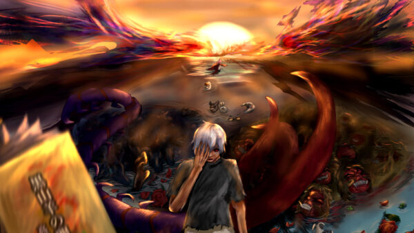 Wallpaper Sunset, Desktop, During, Kaneki, Ghoul, Mask, Kagune, Ken, Tokyo