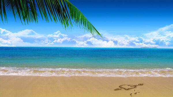 Wallpaper Calm, Sky, Under, Beach, Ocean, Drawing, And, Blue, Heart, Desktop, Symbol, Sand