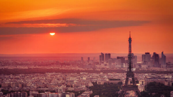 Wallpaper Travel, Desktop, Paris, And, Sky, During, Tower, Eiffel, France, Sunset, With, Orange, Background, Cityscape