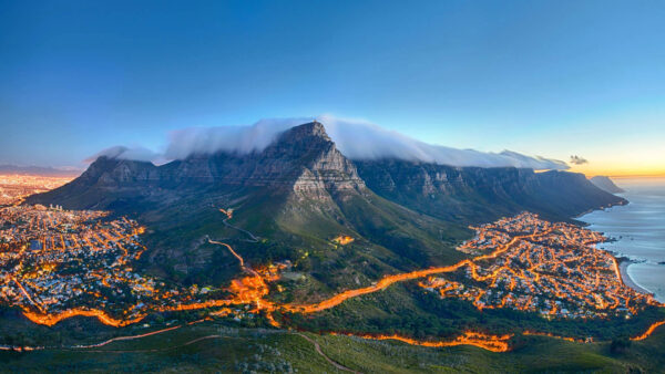 Wallpaper And, View, Mountain, Landscape, Covered, Lighting, Buildings, Road, Fog, Surrounded, Nature