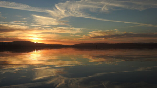 Wallpaper Clouds, Horizon, Nature, Lake, During, Sunset, Desktop, Reflection, Mobile, Sky