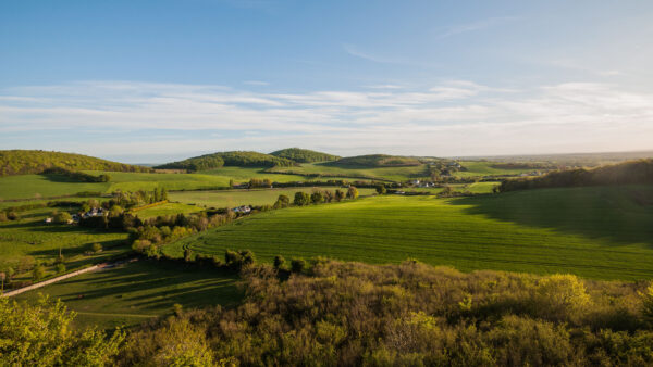 Wallpaper Hills, Plants, Field, Greenery, Bushes, Desktop, Grass, Blue, Under, Mountains, Trees, Scenery, Sky, Mobile