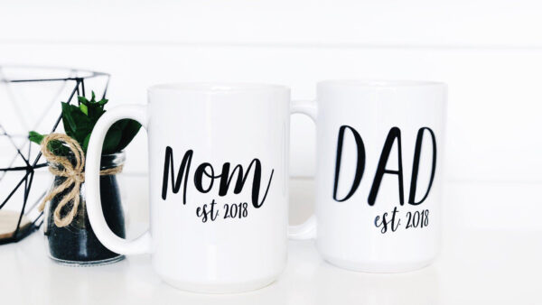 Wallpaper Cups, Dad, Words, White, MOM, And, With