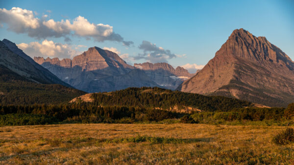 Wallpaper Nature, Desktop, Under, View, Mountains, Mobile, Clouds, Sky, White, Rock, Green, Trees, Blue, Slope, Landscape