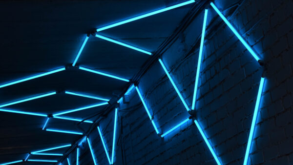Wallpaper WALL, Lights, Neon, Blue