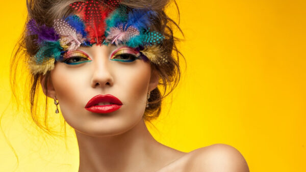 Wallpaper Girls, Background, Makeup, Girl, Eye, Colorful, With, Model, Yellow