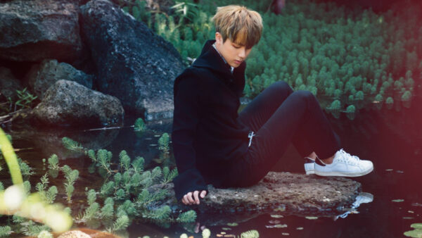 Wallpaper Jin, Forest, Wearing, Dress, Rock, Background, Sitting, BTS, Black