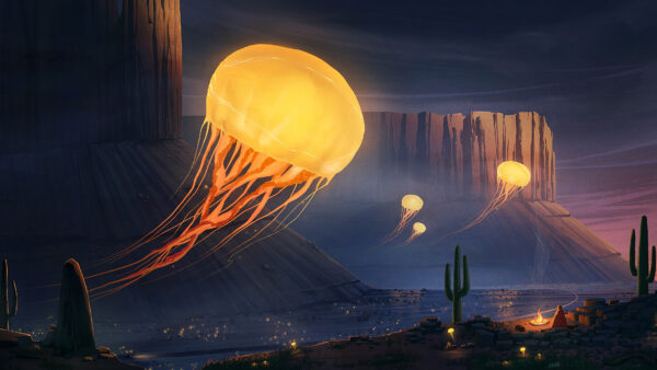 Wallpaper Jellyfish, Fantasy