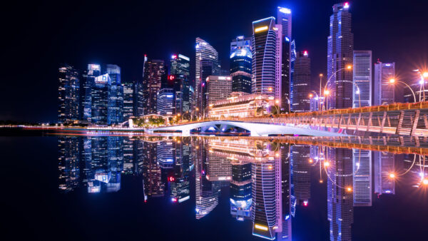 Wallpaper Singapore, Reflection, Travel, Skyline, Mobile, Desktop, During, City, Nighttime