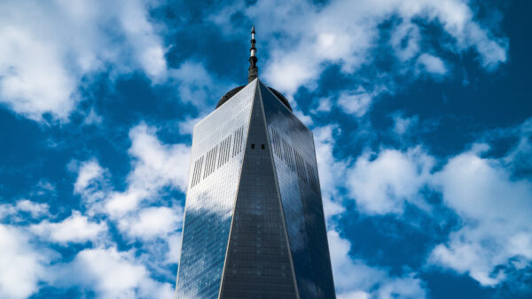 Wallpaper Desktop, Travel, White, Blue, Clouds, Sky, Near, Building, Skyscraper