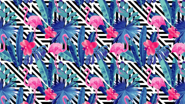 Wallpaper Pattern, Pink, Flamingo, Trippy, Artistic, Desktop
