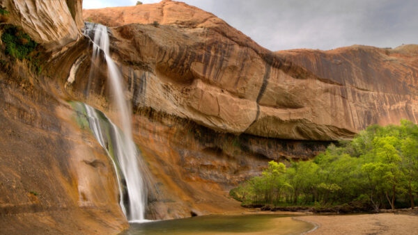 Wallpaper Mountain, Trees, Rock, Waterfall, Nature, Desktop, White, Lake, Green, Clouds, Mobile, Sky, Cliff