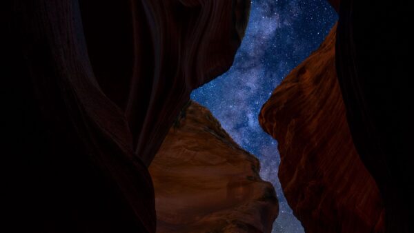 Wallpaper Above, Desktop, Nature, Cave, Nighttime, Rocks, Starry, During, Sky