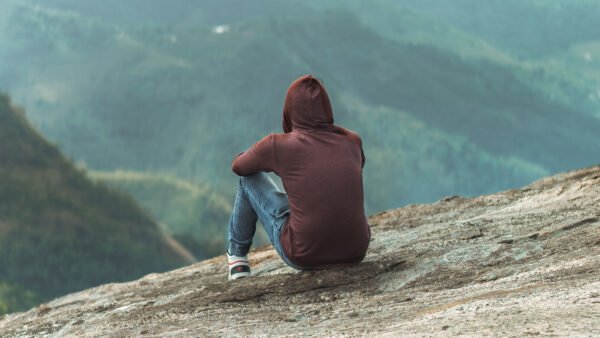 Wallpaper Mountain, Man, Sitting, Alone