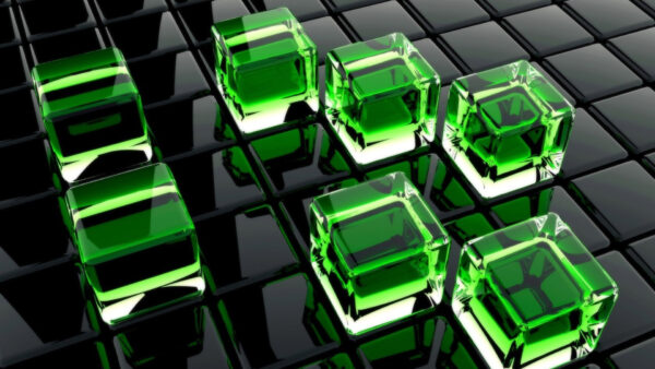 Wallpaper Black, Cubes, Green, Background, Cool, Glassy