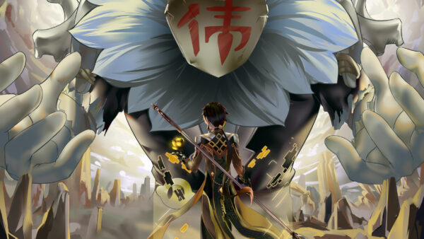 Wallpaper Genshin, Impact, Backside, Zhongli